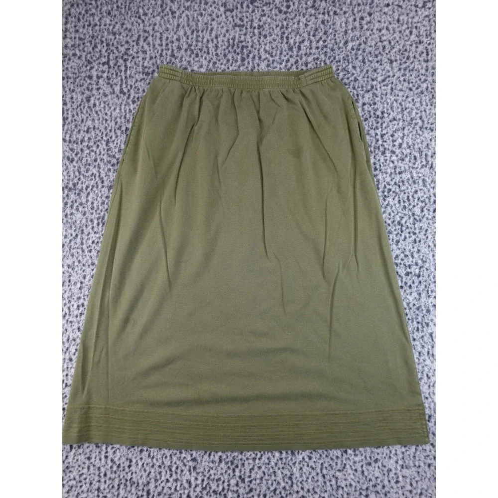 Peruvian Connection Womens Large Olive Pima‎ Cotton Midi Skirt Elastic Waist
